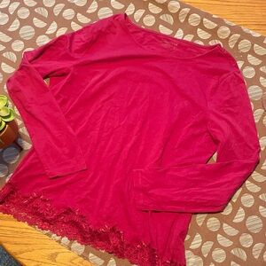 COLDWATER CREEK Long Sleeve Blouse with Lace Trim